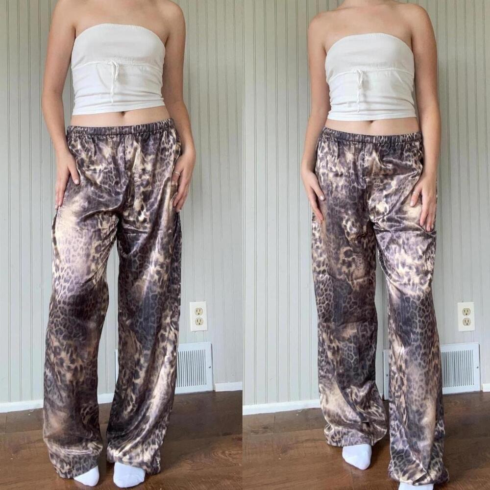 Vintage Cheetah Print Satin Pants